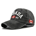 Gewassen donkergrijze honkbalpet met Canada 1867 borduursel en vlag-patch - Verstelbaar / Gewassen Zwart