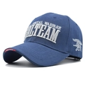 Gorra táctica SEAL TEAM azul oscuro con bordado blanco y emblema de tridente SEALs - Ajustable / Azul