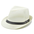 Detail view of the breathable straw weave texture and black leather belt with metal buckle - Off White