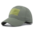 Détail de la casquette tactique vert armée montrant le tissu ripstop et la zone velcro - Réglable / Vert Militaire