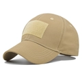 Détail de la casquette tactique kaki avec tissu ripstop et surface velcro à l'avant - Réglable / Kaki