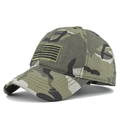 Cappellino da baseball mimetico tattico con ricamo bandiera USA e design a sei pannelli - Retro Chiuso (CA110-3) / Camouflage