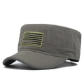 Nahaufnahme der olivgrünen Cadet Cap mit US-Flaggen-Stickerei auf Baumwolltwill - Armeegrüne Cadet Cap (CA122-3) / Armeegrün