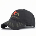Black military cotton baseball cap featuring AKA Navy Air Force 3D embroidery detail - Adjustable / Black
