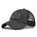 Tactical camo baseball cap with olive green US flag patch and breathable mesh back - Army Green