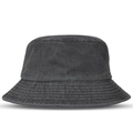 Cappello a secchiello in denim lavato grigio antracite con tesa rinforzata per la protezione solare - Regolabile / Nero