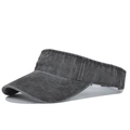 Washed denim sun visor hat for men and women in dark grey color for outdoor sports - Adjustable / Black