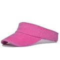 Rose red washed denim sun visor for running with adjustable back and retro cotton texture - Adjustable / Rose Red