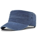 Cappello militare classico in cotone lavato blu scuro con parte superiore piatta - Regolabile / Blu navy