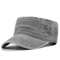 Detail view of washed cotton cadet cap with vintage texture and breathable eyelets - Adjustable / Gray (CA501-5)