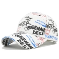 Cappellino da baseball bianco in cotone con stampe graffiti colorate e visiera curva - Regolabile / Bianco