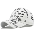 Berretto da baseball bianco unisex con graffiti stile street peace e stelle - Regolabile / Bianco