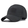 Casquette de baseball tactique noire en tissu ripstop avec zone velcro pour le sport - Réglable / Noir