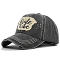 Casquette de baseball délavée gris foncé avec patch brodé bride tribe et usures - Réglable / Noir Délavé (Bride Tribe)