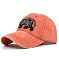 Coral cotton baseball cap with Yellowstone black bear patch and 3D embroidery detail - Adjustable / Orange
