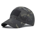 Casquette de baseball camouflage foncé tactique avec zone velcro et visière courbée sport - Réglable