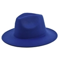 Detail of royal blue fedora hat crown with classic crease and thick felt texture - M (56-58cm) / Sapphire Blue