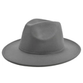 Detailed side view of dark grey wool felt fedora hat with classic teardrop crown - M (56-58cm) / Gray