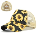 Berretto da baseball da donna con girasole e rete con elastico per coda di cavallo - Girasole(CC618-1) / CC618-1 Girasole