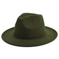 Detail of a dark green fedora hat featuring a pinched crown and wool felt texture - M (56-58cm) / Army Green