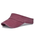Unisex washed denim open top sun visor hat in burgundy red for outdoor sports running - Adjustable / Burgundy