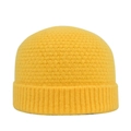 Bonnet en tricot jaune vif à motif gaufre avec bord côtelé pour chaleur hivernale douce - Jaune
