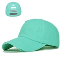 Distressed mint green ponytail baseball cap with elastic band back design for women - Adjustable / Lake Green