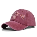 Berretto da baseball vintage bordeaux lavato con ricamo Route 66 in cotone invecchiato - Regolabile / Borgogna
