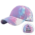 Cappellino da baseball tie-dye viola e blu con apertura incrociata per la coda di cavallo - Regolabile / Tie Dye Viola