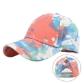 Berretto da baseball tie-dye con elastici incrociati per coda di cavallo alta - Regolabile / Tie-Dye Arancione