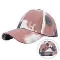 Berretto tie-dye con foro per coda di cavallo in rosa e blu per capelli lunghi - Regolabile / Tie Dye Rosa Antico