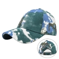 Tie-dye ponytail baseball cap with blue and green patterns and elastic cross bands - Adjustable 54-59 / Green Tie-dye