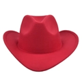 Dettaglio di un cappello da cowboy rosso classico con tesa larga e trama in feltro - M（56-58cm） / Rosso
