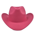 Dettaglio ravvicinato del cappello da cowboy in feltro rosa acceso con cuciture sull'ala - M（56-58cm） / Rosso rosa