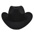Classic black wool felt cowboy hat with a wide curved brim and stylish pinched crown - M (56-58cm) / Black