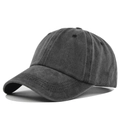 Gorra de béisbol de algodón lavado gris oscuro con visera curva y diseño envejecido - Ajustable / Negro