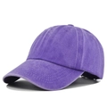 Close-up of vintage purple washed cotton fabric and textured stitching on baseball cap - Light Purple