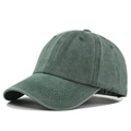 Close-up of vintage dark green washed cotton baseball cap with reinforced stitching detail - Grass Green