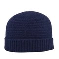 Bonnet en tricot bleu foncé avec bord épais replié et coupe extensible confortable - Bleu marine
