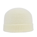 Bonnet en tricot blanc cassé avec texture en nid d'abeille et bord côtelé chaud pour l'hiver - Blanc