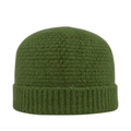 Bonnet en grosse maille vert foncé avec revers élégant pour la chaleur et le confort - Vert