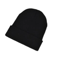 Classic black knitted winter beanie with a cuff design for men and women - Black