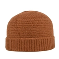 Bonnet en maille marron foncé avec revers et tissu épais texturé pour rester au chaud - Café