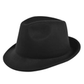 Classic black wool fedora hat with a wide brim and vintage gentleman style design - M / Black