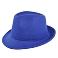 Royal blue fedora hat in vintage wool felt style with wide brim for men and women - M / Blue
