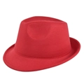Classic bright red wool felt fedora hat with wide brim and vintage jazz style for unisex - M (56-58cm) / Red