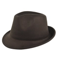 Classic dark brown fedora hat in soft wool felt finish with center dent crown design - M (56-58cm) / Coffee