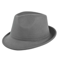 Classic dark grey fedora hat in wool felt with a wide brim and minimalist retro design - M (56-58cm) / Gray