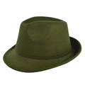 Deep green wool fedora hat with wide brim and retro British style in a classic silhouette - M (56-58cm) / Army Green