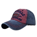 Berretto da baseball lavato vintage con ricamo NYS e dettagli di cuciture rosse - Blu navy e rosso vino